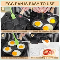 Wajan Penggorengan Telur Anti Lengket Aluminium Logam Wajan Pancake 4-Cups Peralatan Masak untuk Gas & Induksi Memasak Steak