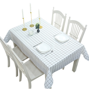 <b>Printed</b> Grid Pattern PVC Tablecloth Rectangle Waterproof Oilproof Heat Resistant For Home Use - Product Image 4
