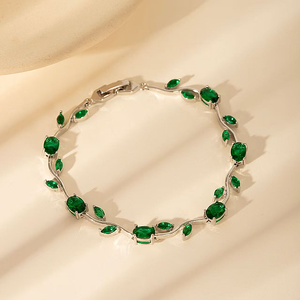 Bracciale con Catena di Fiori e Foglie Colorati all'Ingrosso, Braccialetti di Moda con Zirconi per Donne, Gioielli in Rame Placcato Oro e Argento - Product Image 5