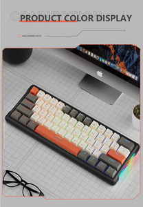 BT et 2.4G double sans fil 61 touches arc-en-ciel lumières Gaming 61 <span class=keywords><strong>clavier</strong></span> mécanique avec fonction multimédia pour PC portable <span class=keywords><strong>Gamer</strong></span> - Product Image 2