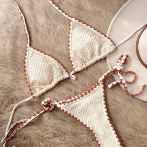 مشبك معدني حتى الراقية أربعة طريقة تمتد نسيج مضلع مثير قطع عالية الموضة مايكرو مثير النمط الفرنسي بيكيني السيدات - Product Image 3