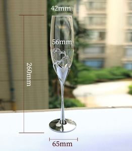 Lot de 2 flûtes à champagne en cristal de luxe avec logo personnalisé, pied long, motif cygne et diamants argentés, pour mariage et fête - Product Image 3
