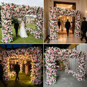 Arco de Flores Artificiales Romántico y Realista en Rosa Loto y Blanco - Fondo Perfecto para Bodas, Ceremonias y Fotos - Product Image 2