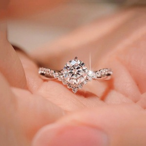 2 chiếc nhẫn đôi kim cương phối hợp dành cho nữ & nam, thiết kế tối giản mạ vàng 18K, có thể xếp chồng, nhẫn hứa hẹn dành cho người yêu - Product Image 5