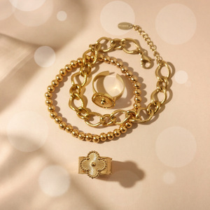 Bracciale in acciaio inox Muliti bracciale in acciaio inox Punk Cuba a catena bracciale con personalità in acciaio al titanio per le donne - Product Image 6