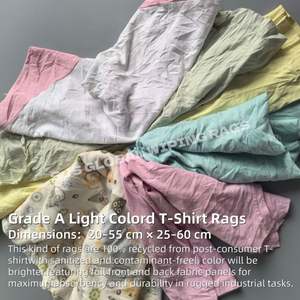 Trapo industrial multicolor de tela recuperada, 1 kg, trapos de algodón de color claro para limpieza - Product Image 2