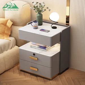 Mesa de Cabeceira Inteligente Luxuosa Wayon com 3 Gavetas, Carregamento Sem Fio e Luz LED, Mesa de Cabeceira Moderna com Tampo de Vidro para Quarto Principal - Product Image 6
