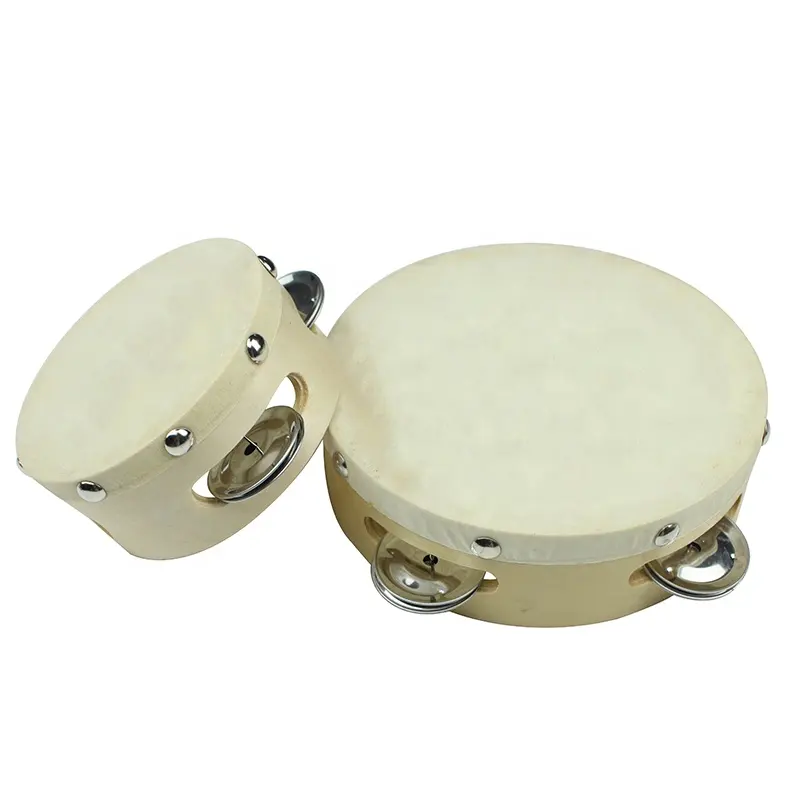 Bộ gõ gỗ tay trống Tambourine bên ủng hộ, Mini Tambourine cụ đồ chơi, kích thước khác nhau Tambourine cho người lớn bên