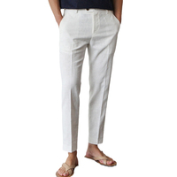 Nouveau Pantalon de Costume Décontracté et Ample pour Homme, Sept-Huitièmes, Couleur Unie, Micro-Élastique, Respirant, Grande Taille, Coupe Droite