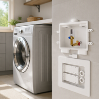 Boîtier de sortie pour machine à laver CUPC NSF 372 sans plomb, conforme à la norme NSF 61, avec vannes à boisseau sphérique et dispositif de protection en acier inoxydable, raccord MIP 1/2 pouce x MHT 3/4 pouce