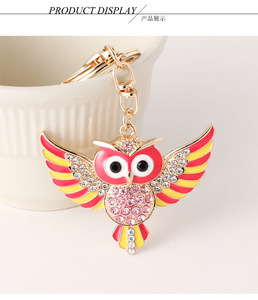 Nouveau Porte-clés Hibou Ange de Dessin Animé Mignon avec Strass Brillants, Anneau de Clé de <span class=keywords><strong>Voiture</strong></span> Animal, Pendentif de Sac Style Européen, Petit Cadeau, Vente en Gros - Product Image 6