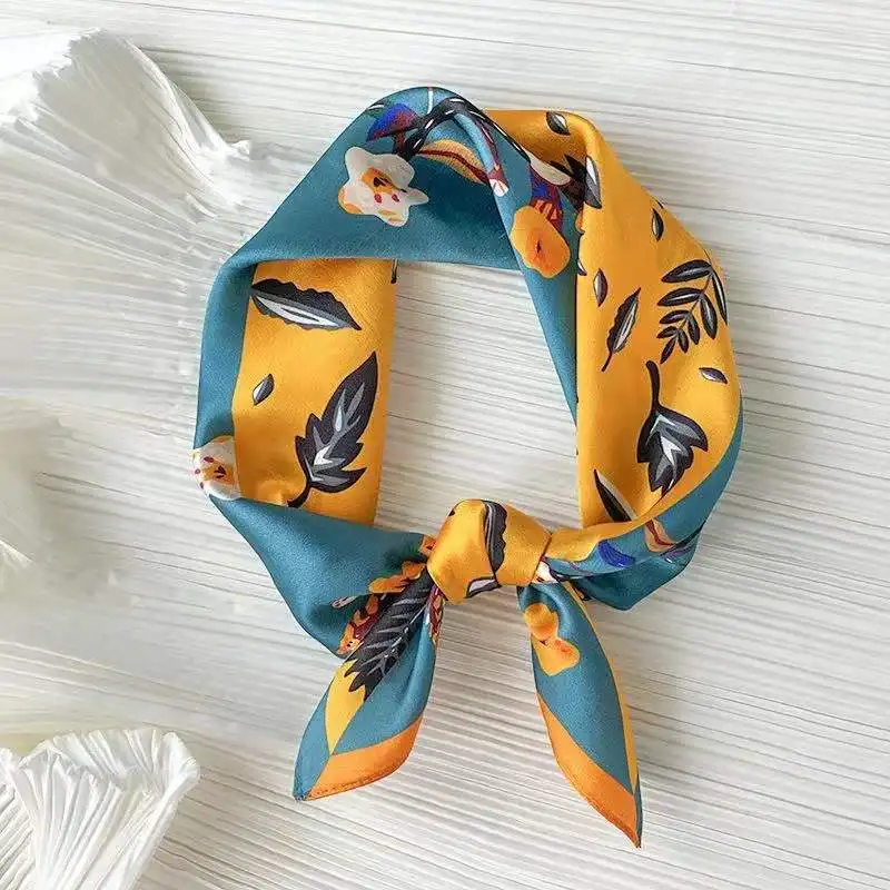 Fashion blue and yellow small flower scarves digital head scarf luxury hair scarfs