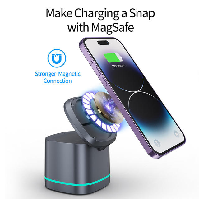 Fast Charging 3 in 1 Wireless Charger Multifunctional Magnetic Holder Suitable for Mobile Phones Watches Bluetooth Headsets