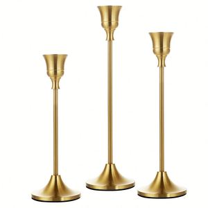Lot de 3 chandeliers décoratifs modernes en laiton doré, style vintage, pour centres de table de mariage - Product Image 1