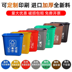 Multi Color Categorized Household Plastic Open Top Trash Can 12L <b>Square</b> Indoor Kitchen Hotel Restaurant School Storage <b>Bin</b> - Product Image 5
