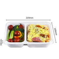 Factory Direct 26Oz Cpet Durable Ovenable Plateau Compagnie Aérienne 2 Compartiments Jetable En Plastique Divisé Cpet Récipient Alimentaire avec Couvercles