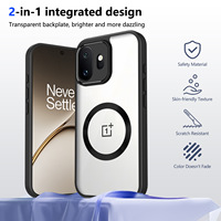 Étui de téléphone magnétique transparent anti-traces de doigts et anti-jaunissement avec support pour OnePlus 15, 13T, 13S, 13R, 1+ 13 PRO, Nord 4, CE4 LITE