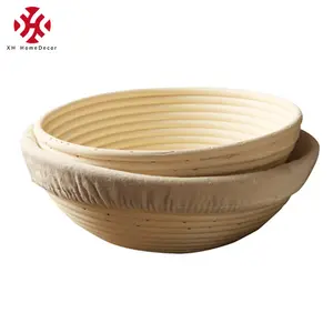 XH cestino di vimini di forma rotonda fatto a mano in rattan che prova brotform Round sourdough proofing banneton set ciotola di pane in Rattan