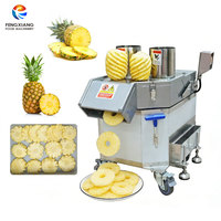 Máquina Cortadora de Piña Comercial de 300-500 kg/h, Máquina Rebanadora de Piña con Doble Puerto de Alimentación