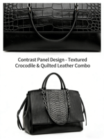 Sac fourre-tout en cuir à motif crocodile de luxe |   Sac à main pour femme, résistant à l'eau, de créateur |   Sac à bandoulière grande capacité pour tous les jours