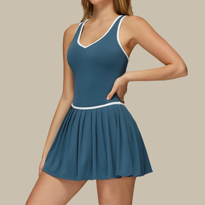 Custom Gym Yoga Tenniskleding Ademende Hardloopjurk Met Ingebouwde Korte Zomerrok Met Oem-Logo Op De Voorkant - Product Image 1