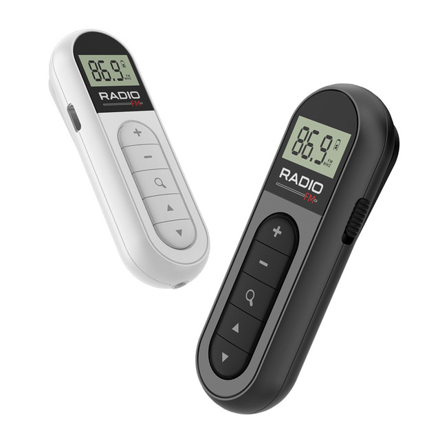 Rechargeable mini radio, a compact and portable FM radio for the elderly with a back clip