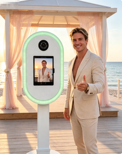 Support de <span class=keywords><strong>selfie</strong></span> détachable personnalisable en métal ovale pour photomaton, iPad, appareil photo reflex, impression instantanée, avec étui de voyage pour mariages et fêtes - Product Image 1