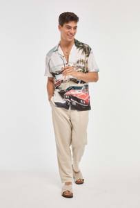 90s White <b>Cuban</b> Hawaiian Casual <b>Shirt</b> <b>Men's</b> Summer Breathable Short Sleeve Button Down Collar - Product Image 3