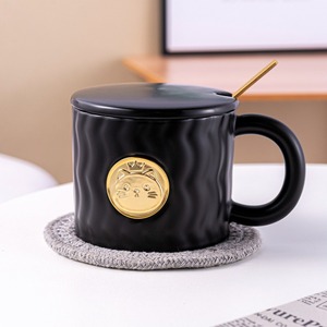 Cute Ceramic <b>Mug</b> <b>Set</b> with Lid and Spoon 360ml Solid Color <b>Coffee</b> Tea Cup for Office Home Use - Product Image 1