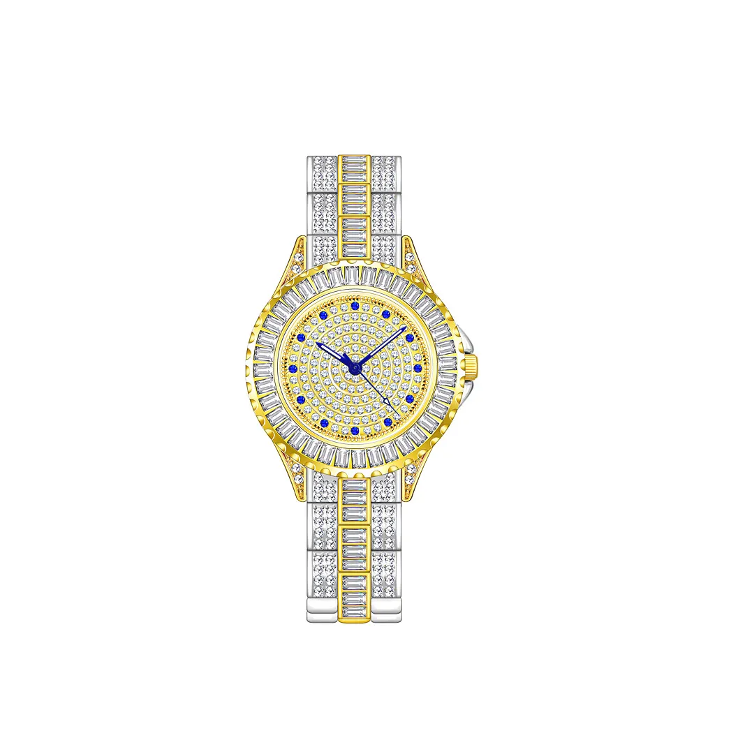 Popular New Fashion Men Women Watches Diamond Light Luxury Wrist Digital Quartz Watches Gold Plated