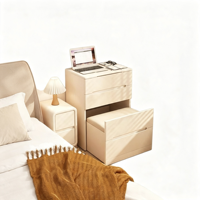 Table de toilette et table de chevet 2-en-1 moderne et minimaliste couleur crème, multifonctionnelle avec rangement pour chambre à coucher