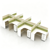 Escritorio de Oficina Modular Moderno con Partición, Muebles de Cubículo en Forma de L para 2-4 Personas