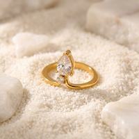 Vente en gros d'anneaux empilables rétro vintage en acier inoxydable 316L plaqué or 18 carats avec pierres CZ