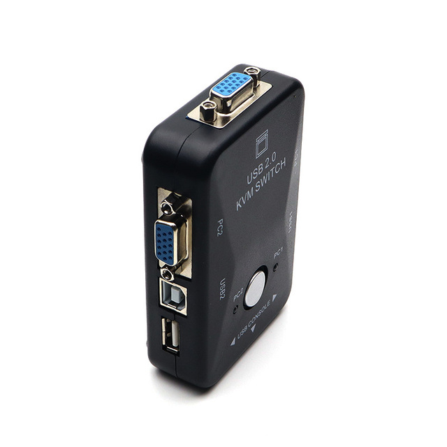 2-port VGA KVM manual converter, 2-in-1 out 2-port computer USB multi port switch