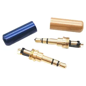 Wholesales Colorful Female Male Pure Copper Gold Plated 3 Pin Earphone Plug 3.5Mm Audio Jack Connector