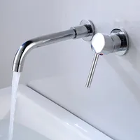 Robinet mélangeur de salle de bain mural, eau chaude et froide, poignée unique, bec rotatif, pour projets hôteliers