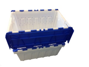 Bac de rangement en plastique empilable avec couvercle intégré et trous de ventilation TSS-TBX604026V 600X400X260mm - Product Image 2