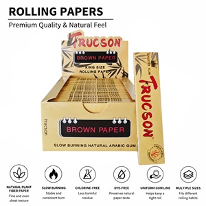 Papiers à rouler classiques TRUCSON Brown Square, format King Size, fibres naturelles, combustion lente, 32 feuilles/carnet, 50 carnets/boîte - Product Image 1