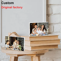 Clair 5x7 cadre photo Double face acrylique sans cadre affichage photo magnétique pour la décoration de la maison bloc cadre magnétique acrylique