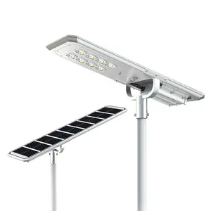 Farola LED solar de aluminio con control remoto, lámpara de calle dividida resistente al agua IP65 con poste, 100w, 200w, 300w, 400W, 500W