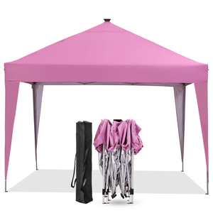 Tente de camping en acier 10x10 avec couverture en PVC rose pour 6 à 8 personnes, sac de transport inclus, pour événements professionnels et camping en plein air - Product Image 1