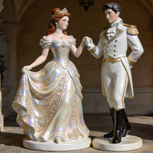 Sculpture personnalisée S855 en fibre de verre Princesse Prince, Statue de mariage romantique, Écologique, Thème Amour et Musique pour la décoration paysagère des parcs - Product Image 2