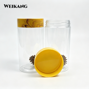 Barattoli di Stoccaggio in PET Trasparente da 250ml con Coperchi Effetto Legno, Contenitori Ermetici in Plastica per Cucina e Conservazione di <span class=keywords><strong>Erbe</strong></span> - Product Image 3