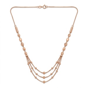 Collier Mala italien en argent 925, finition or rose, chaîne à plusieurs rangs, bijoux de créateur, collier à perles pour femmes - Product Image 1