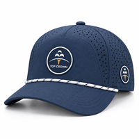 Casquette OEM ODM en Nylon Spandex extensible dans quatre directions, perforée au laser, structurée, à cinq panneaux, avec visière incurvée, patch en PVC et fermeture réglable par cordon