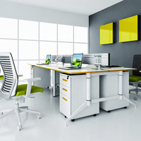 LEADCOM LS-4-18CT Bureau d'ordinateur pour mobilier de bureau à 180 degrés, poste de travail à 180 degrés pour 2, 4, 6, 8 personnes