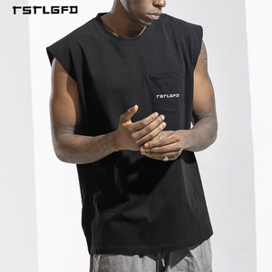 Débardeur 100 % coton de haute qualité pour hommes – Vente en gros, couleur unie, sans manches, coupe oversize, design tricoté sportif - Product Image 1