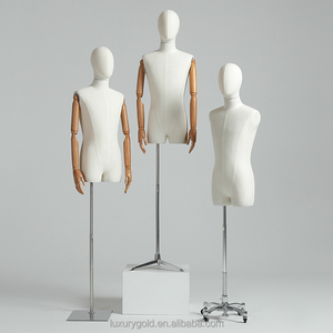 Exhibición de ropa, maniquí africano de pierna larga, lino negro/blanco, medio cuerpo para <span class=keywords><strong>hombre</strong></span> con brazos de madera flexibles - Product Image 4