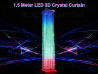 Rideau lumineux LED 3D en cristal de 1,5 m, pleine couleur, blanc chaud, DMX512, éclairage de scène pour la décoration de mariages, hôtels, bars