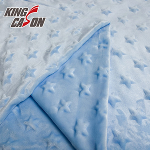 Kingcason Trung Quốc Nhà Máy 100% Polyester Vải Dệt Kim Màu Xanh Dễ Thương Mô Hình Ngôi Sao Thả Kim Siêu Mềm Nhung Cho Khăn trải Giường - Product Image 3